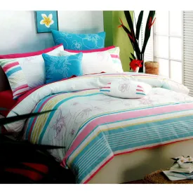 250TC Cotton Palila Yarn Dyed Aqua Quilt Cover Set | Queen