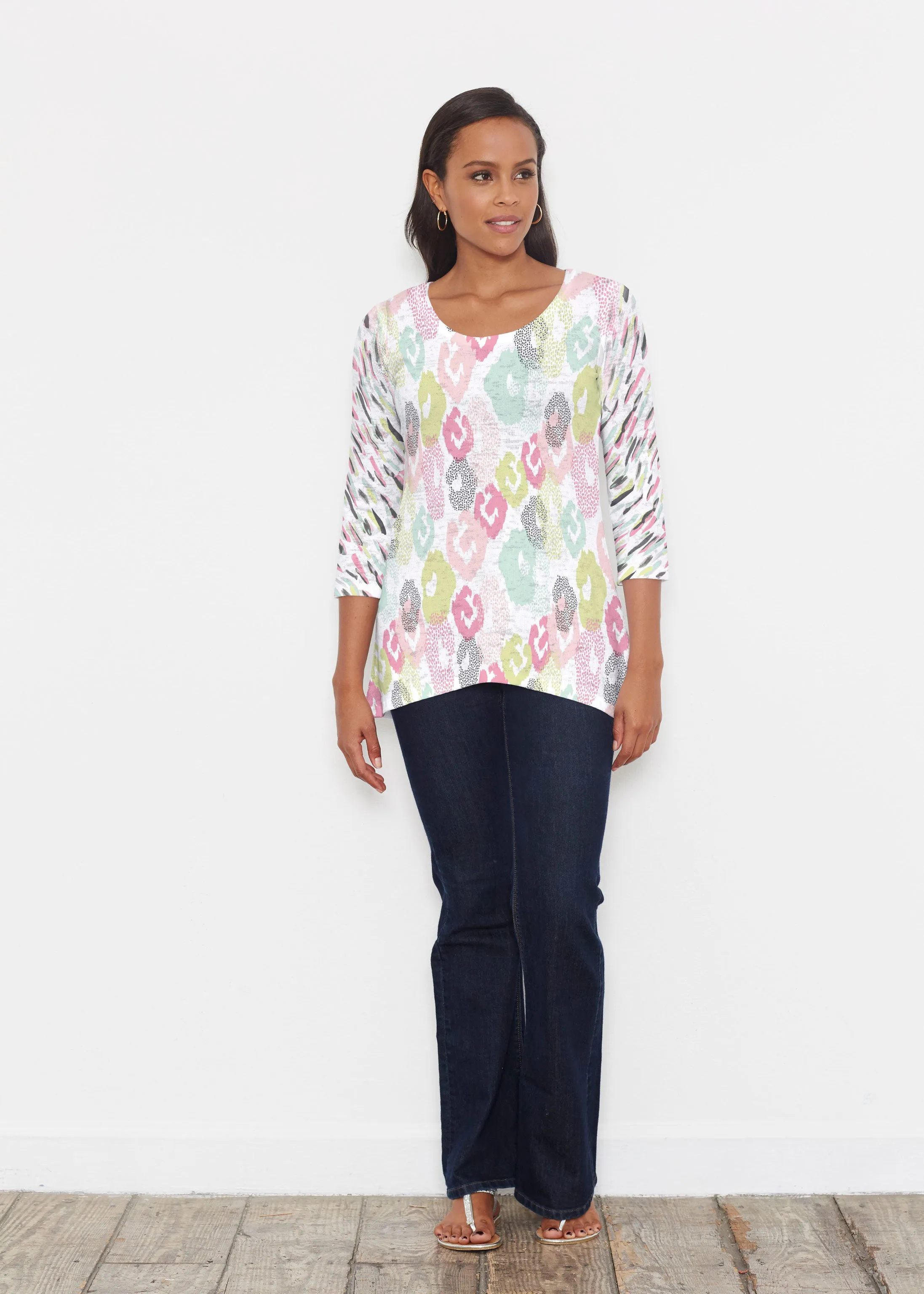Abstract Pastel Ikat (7813) ~ Katherine Hi-Lo Thermal Tunic