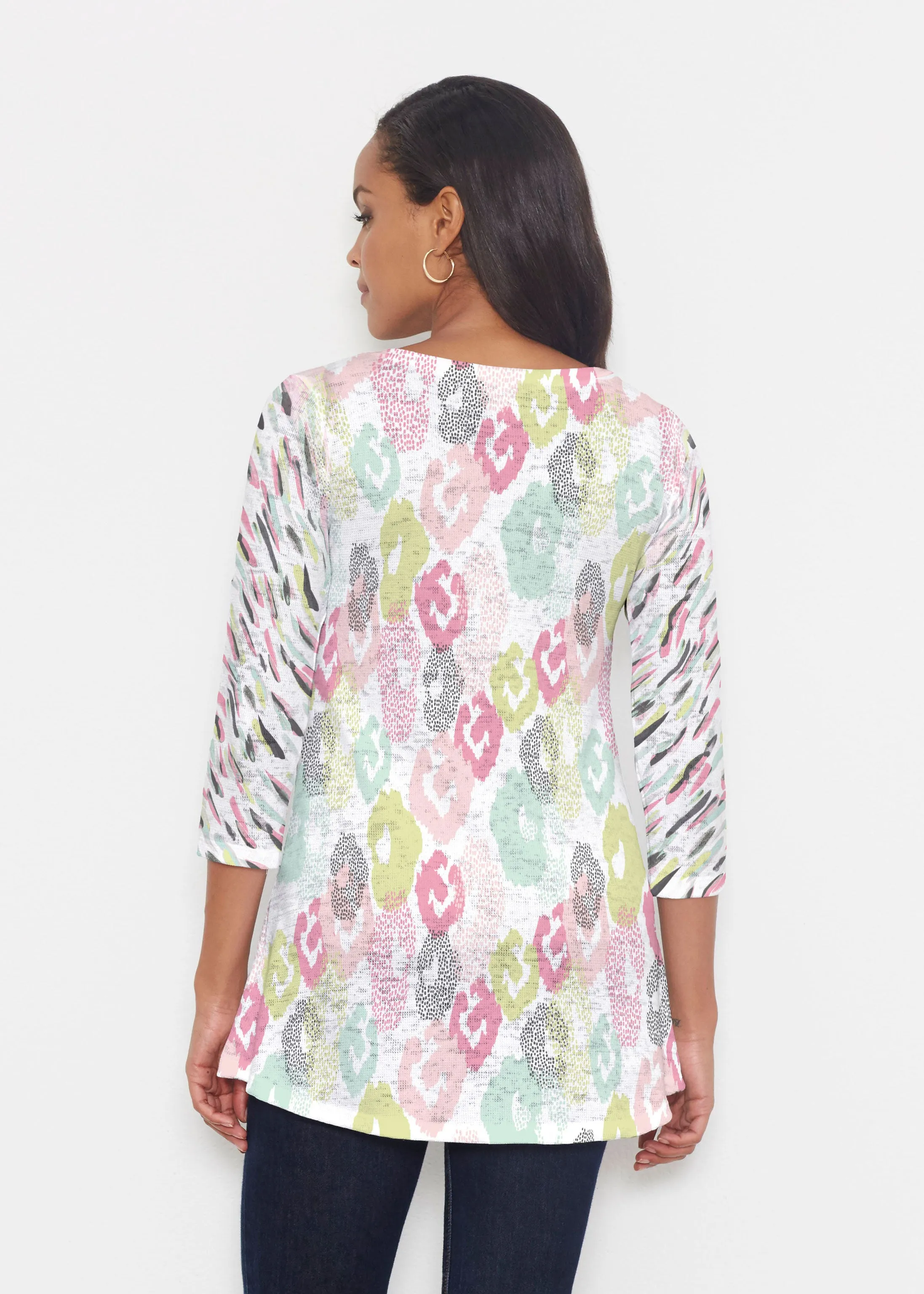 Abstract Pastel Ikat (7813) ~ Katherine Hi-Lo Thermal Tunic