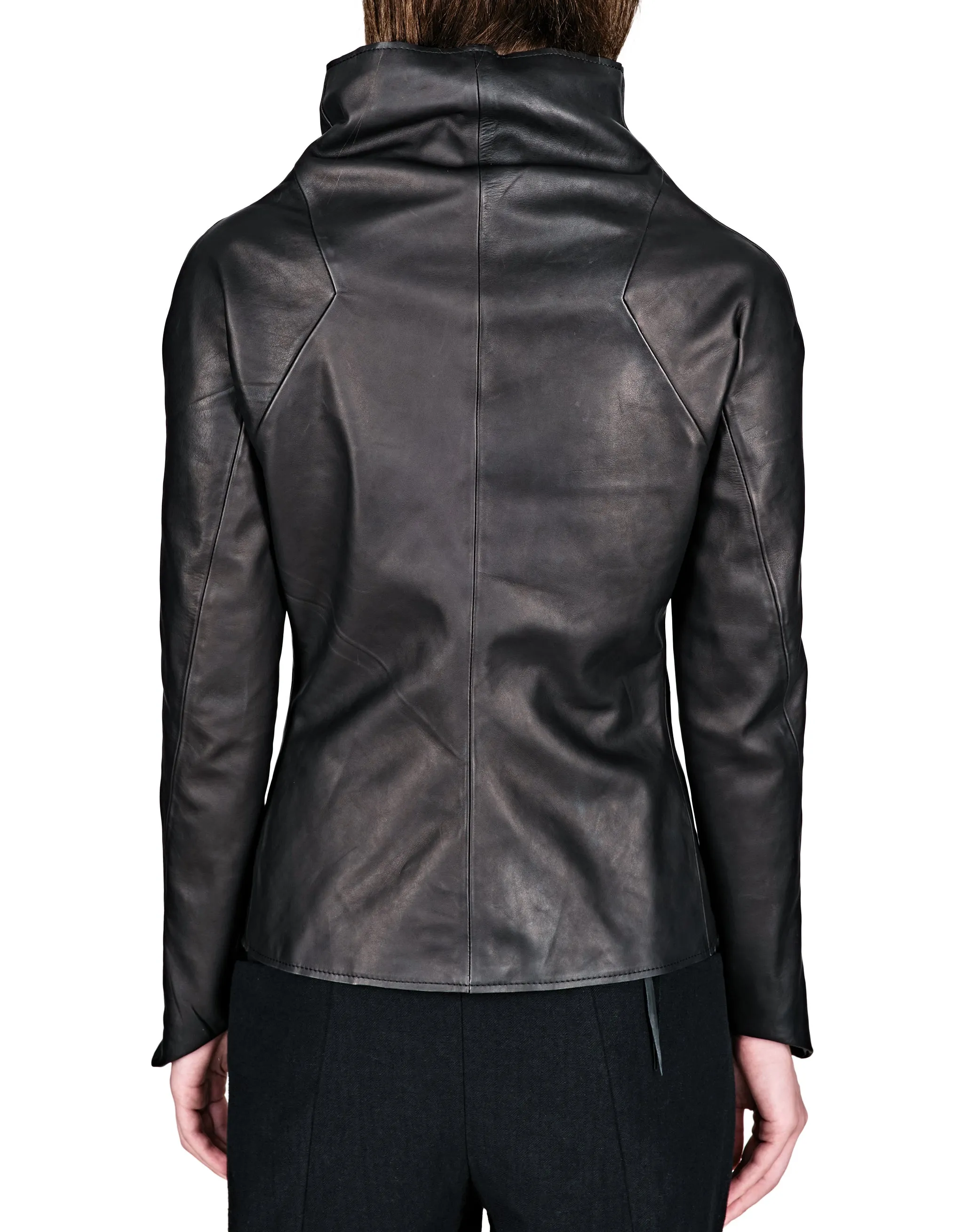 Asymmetric Zip Leather Jacket