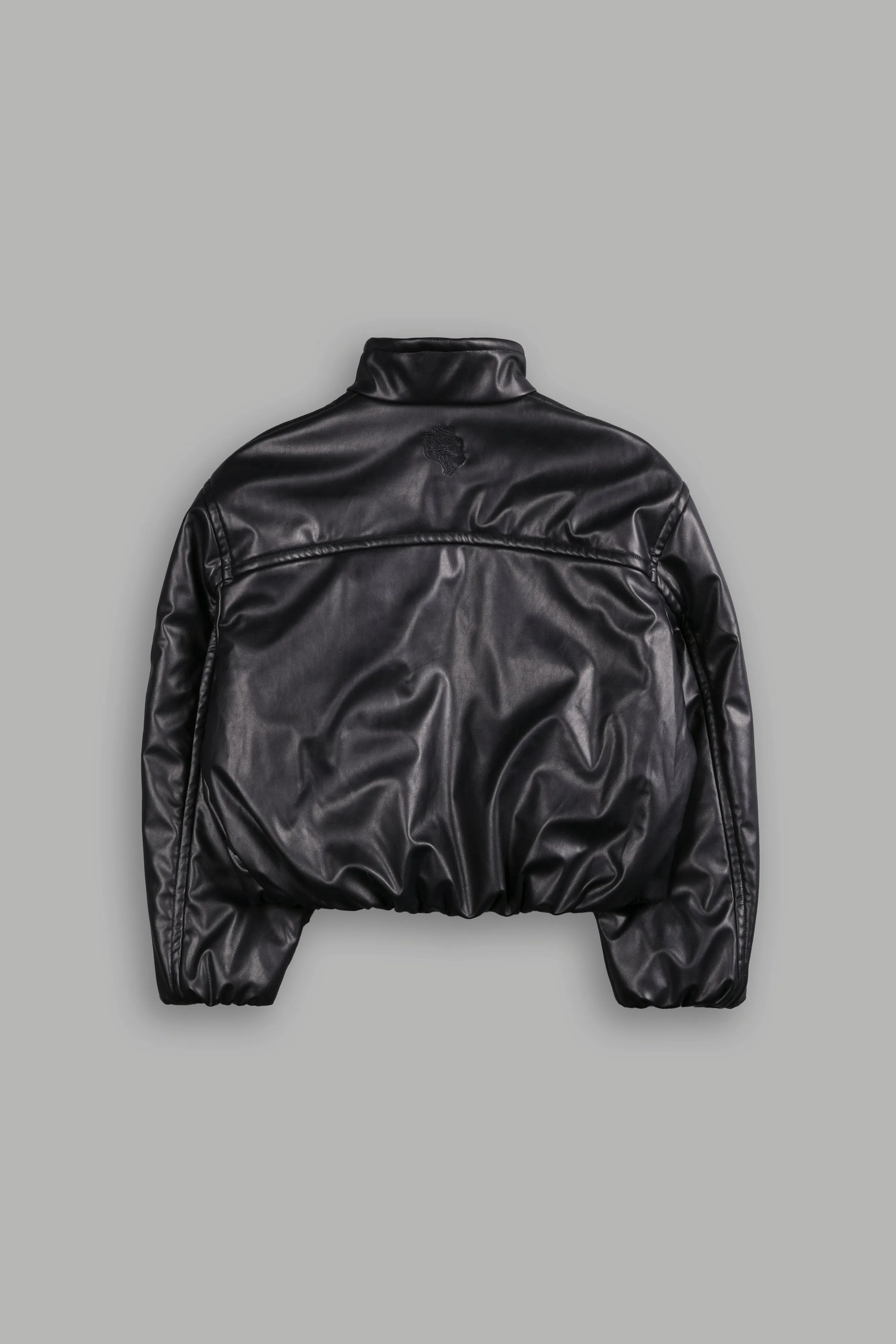 Chopper Sofia Faux Leather Bomber Jacket in Black