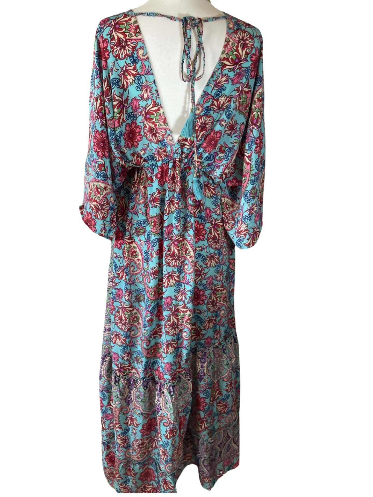 Double V-Neck Boho Maxi dress (blue n red)