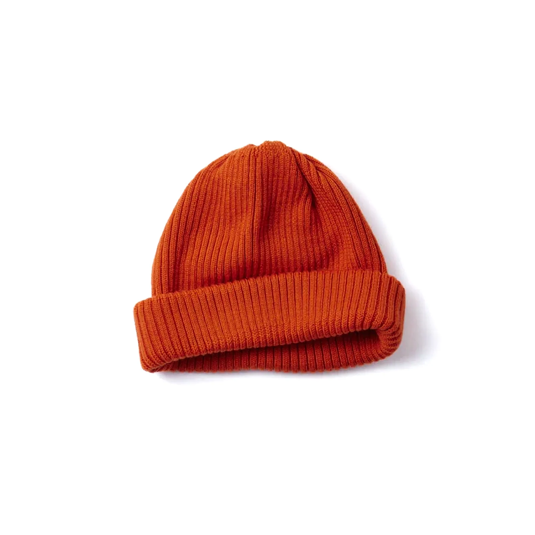 Extra Fine Merino Roll Up Beanie - Orange