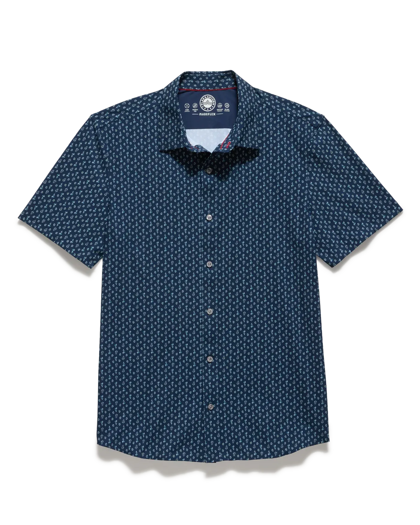 Flag and Anthem Journey SS Stretch Shirt - Navy Leaf Print