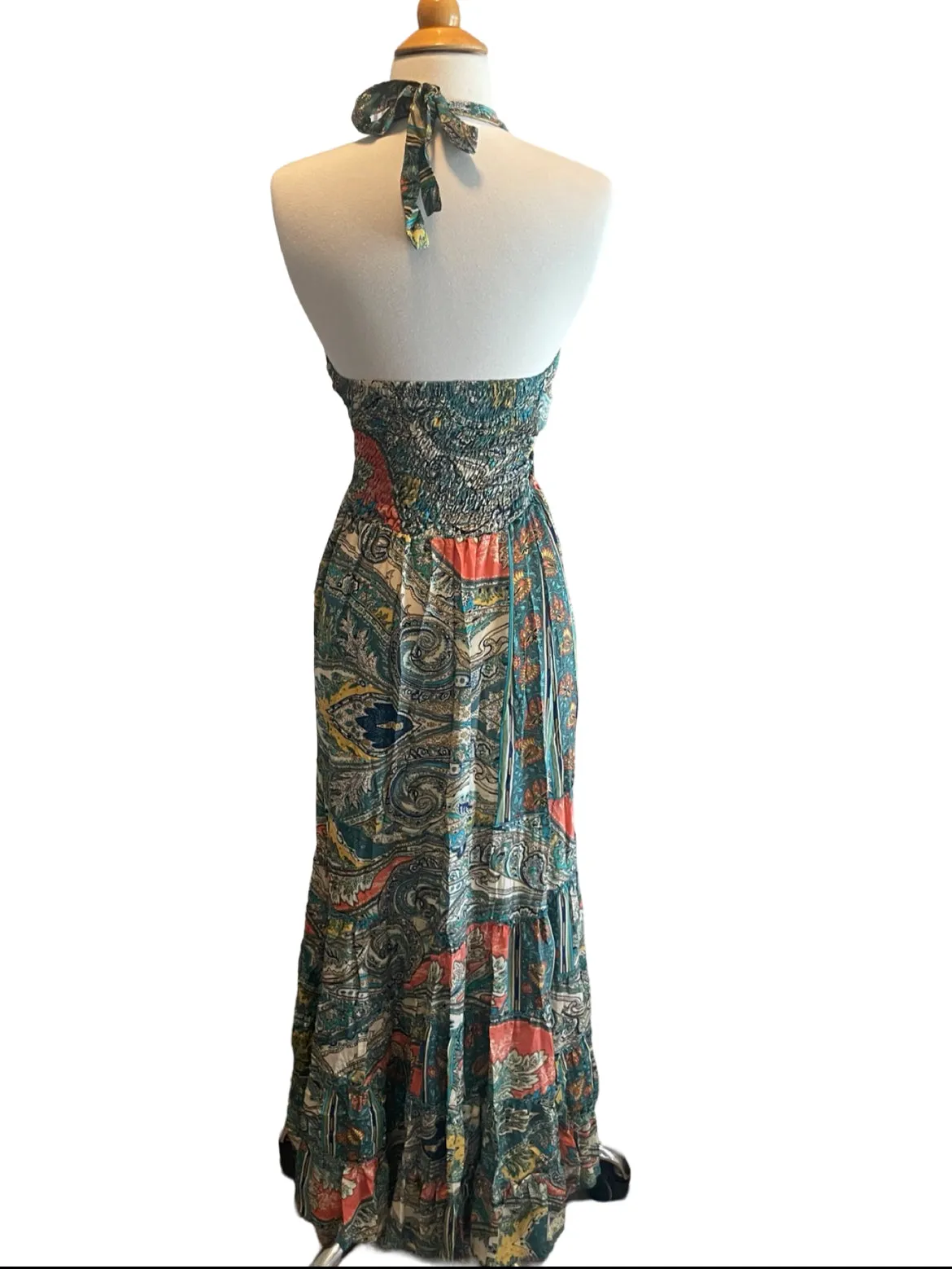 Halter Maxi Silk Dress (multi color )