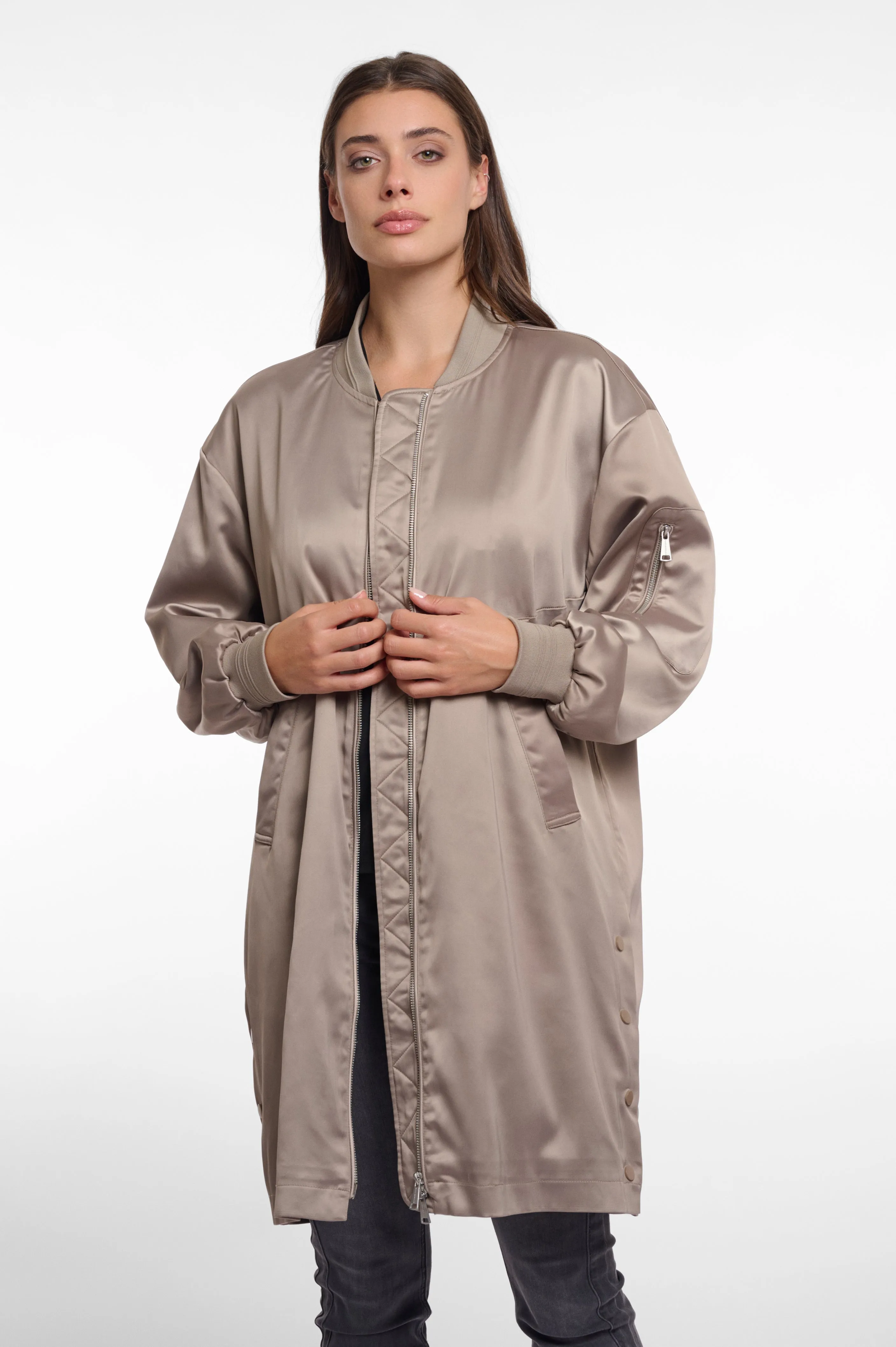 Long Bomber Jacket - Dark Desert