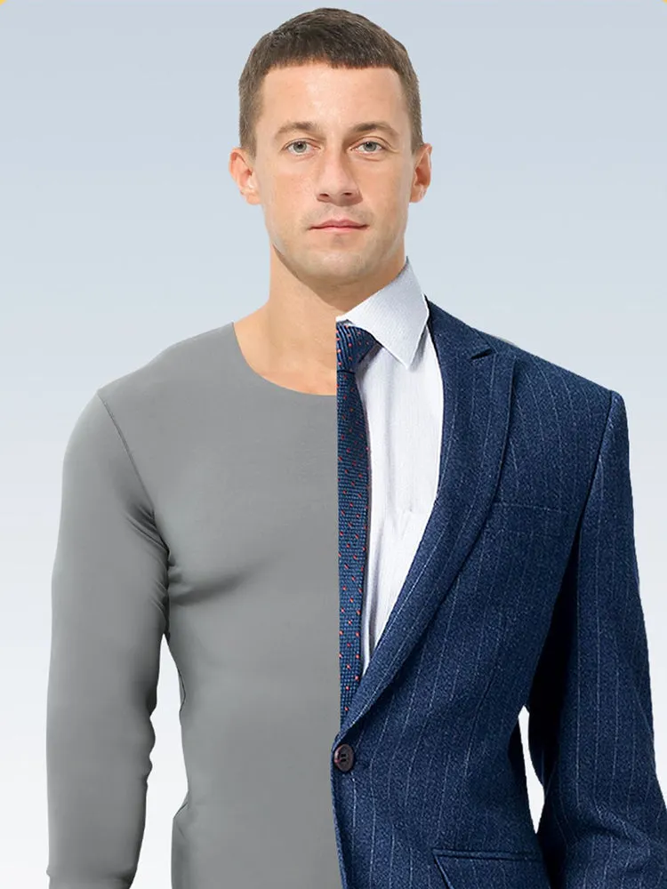 Men's Seamless Double-sided Round Neck Thermal Underwear Set