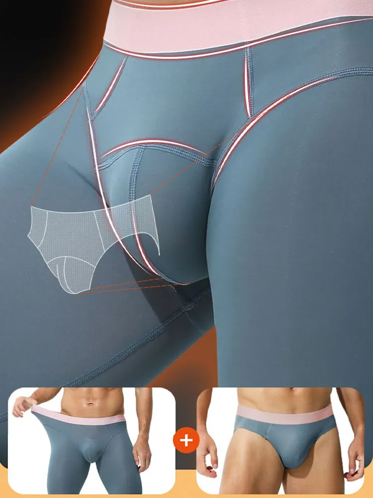 Men's Seamless Double-sided Round Neck Thermal Underwear Set