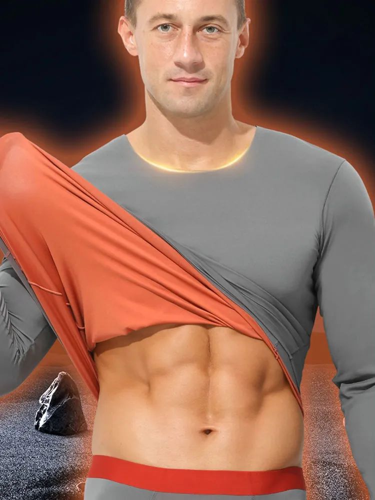 Men's Seamless Double-sided Round Neck Thermal Underwear Set