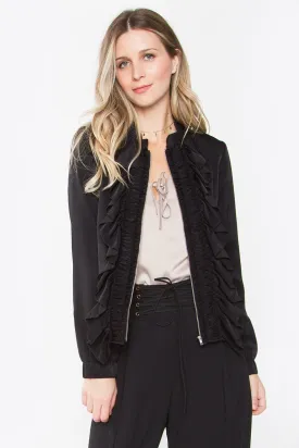 Tara Ruffle Bomber Jacket